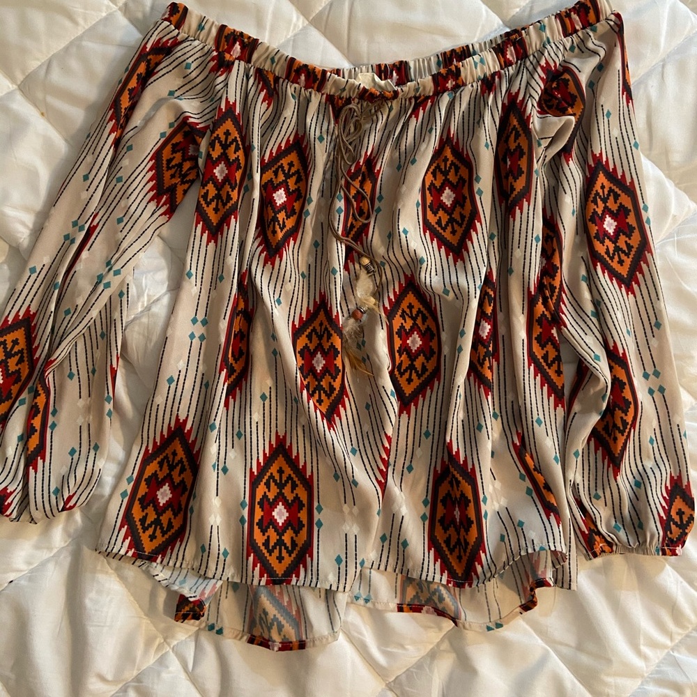 Off the shoulder western blouse